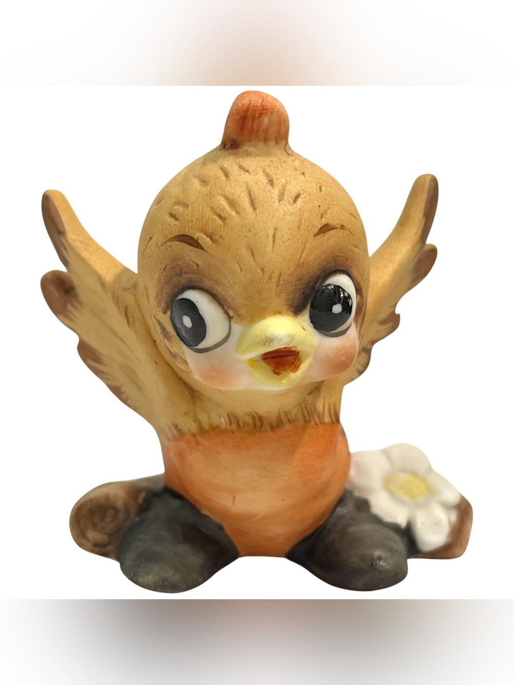 Vintage 1970s Josef Originals Bisque Robin Bird Anthropomorphic Bird Figurine